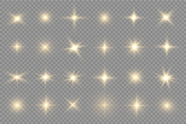 Звезда Вспыхивает Блеском Светится Яркой Звездой Желтый Перламутровый Свет Вспыхивает — стоковый вектор