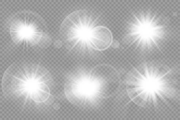 Étoile Éclatante Étoile Brillante Lumière Éclatante Sur Fond Transparent Rayons — Image vectorielle