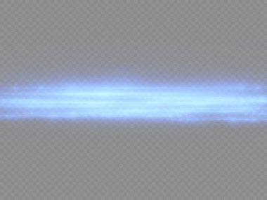 Yatay ışık ışınları, flaş mavi ışık parlamaları, hızlı lazer ışınları, şeffaf arkaplanda parlak mavi çizgi hareketi, güzel ışık parlamaları, parlak parlama, vektör illüstrasyonu, 10