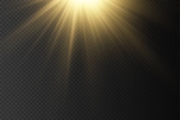 具有明亮爆炸的太阳光 带有光芒和魔法光芒的耀斑效果 太阳光 黄色光束效果 光芒中的模糊 前太阳透镜闪光 矢量图解 脑10 — 图库矢量图片