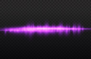 Yatay ışık ışınları, parlak mor yatay lensler, lazer ışınları, şeffaf arkaplanda parlak menekşe çizgileri, güzel ışık parlamaları, parlak parlaklıklar, vektör illüstrasyonu, 10 birim..