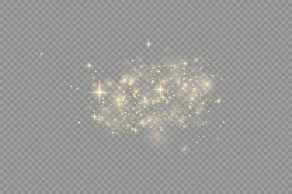 Λαμπερό Χρυσό Μαγικό Σωματίδια Σκόνης Διαφανές Φόντο Λάμψη Φώτα Λάμψης — Διανυσματικό Αρχείο