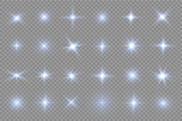 Звезда Вспыхивает Блеском Светится Яркая Звезда Синий Перламутровый Свет Вспыхивает — стоковый вектор