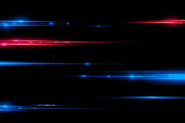 美丽的光芒和火花 红色和蓝色的特殊效果 激光束 水平光束 粒子运动效应 移动快线的魔力 闪烁着抽象闪亮的警戒线 — 图库矢量图片
