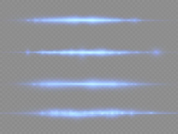Rayos Luz Horizontales Paquete Llamaradas Lente Horizontal Azul Flash Rayos — Archivo Imágenes Vectoriales