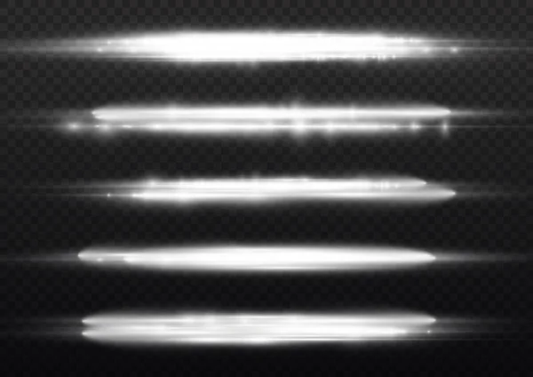 Horizontální Světelné Paprsky Záblesky Bílé Horizontální Čočky Balení Laserové Paprsky — Stockový vektor