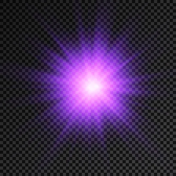 Hvězda Vybuchla Zářivostí Zářící Jasnou Hvězdou Purpurově Zářící Světlo Vybuchlo — Stockový vektor