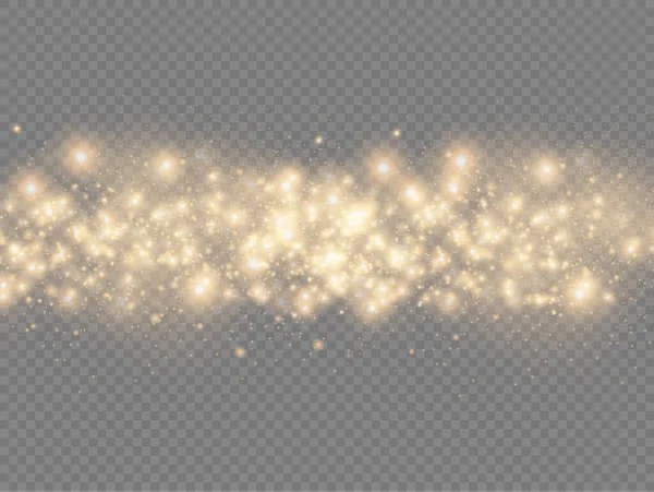 在透明的背景上闪耀的金色魔法尘埃粒子 闪耀的光芒 闪耀的灯光 黄色的尘埃火花和星光带着特殊的光芒 圣诞闪耀的光芒效果 矢量插图 — 图库矢量图片