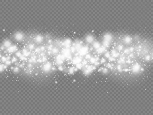 Weißer Staubfunken Und Sterne Leuchten Mit Speziellem Licht Weihnachtlicher Funkellichteffekt — Stockvektor