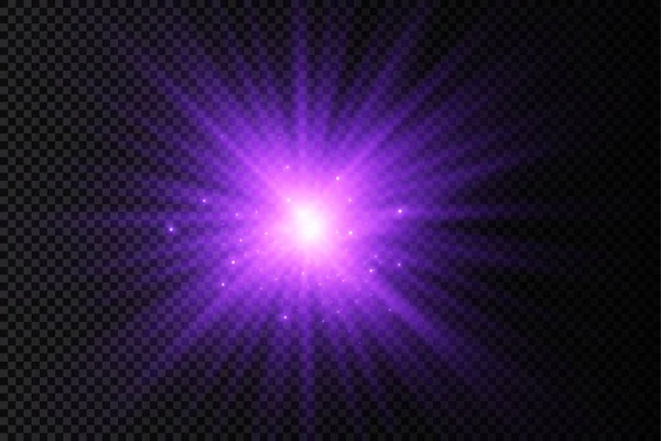 Étoile Éclate Brillance Étoile Brillante Lumière Violette Éclatante Sur Fond — Image vectorielle