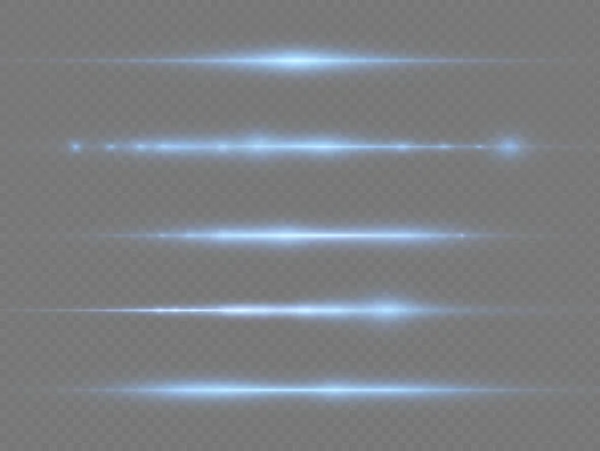 Yatay Işık Işınları Flaş Mavi Işık Parlamaları Hızlı Lazer Işınları — Stok Vektör