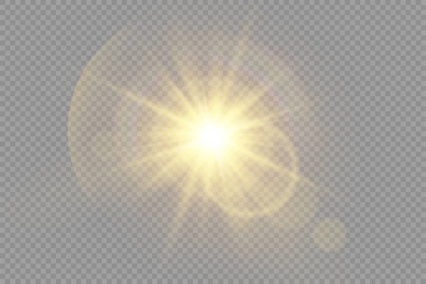 Звезда Ярко Вспыхнула Светящаяся Звезда Яркий Свет Вспыхнул Прозрачном Фоне — стоковый вектор