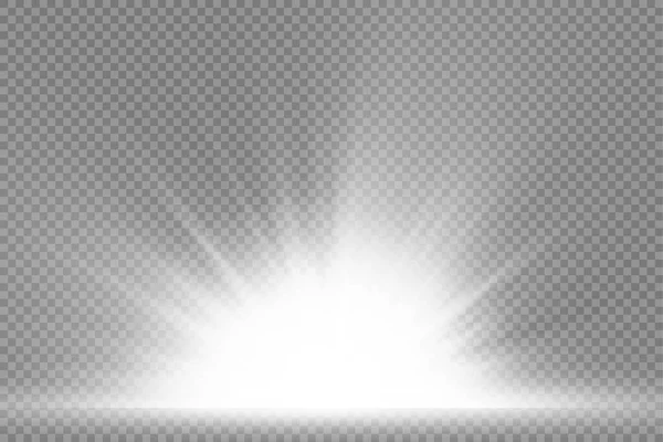 Hvězda Exploze Průhledném Pozadí Bílá Záře Světla Sluneční Paprsky Světlice — Stockový vektor