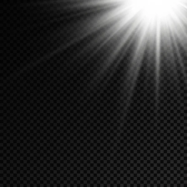 Parlak Patlamalı Güneş Işığı Işık Sihirli Parıltı Işınlarıyla Parlama Etkisi — Stok Vektör