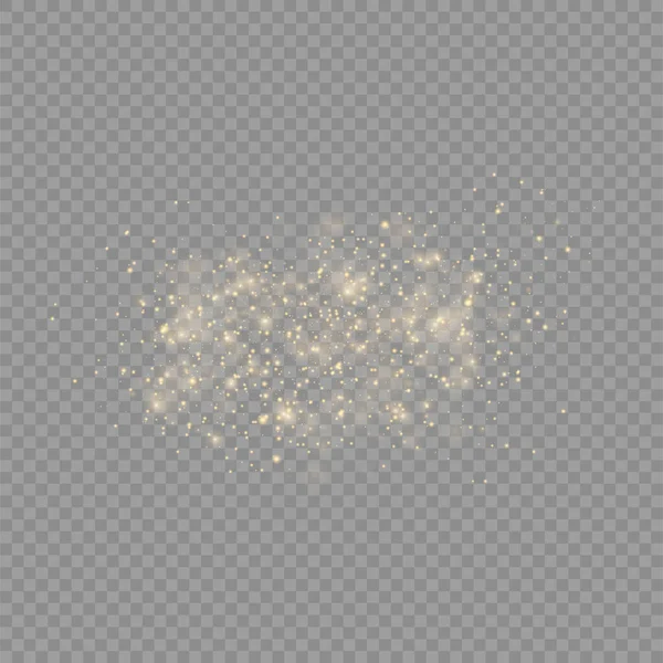 透明な背景に輝く黄金の魔法の塵粒子 輝きの光 黄色の塵の火花と特別な光で星の輝き クリスマスの輝きの光効果 ベクトルイラスト — ストックベクタ