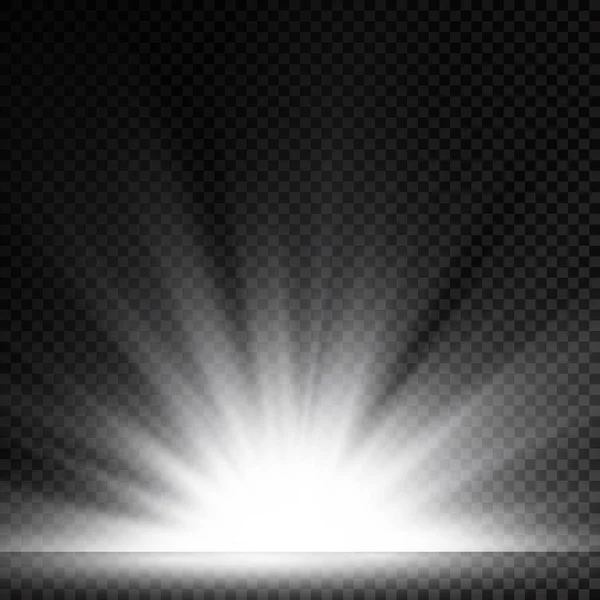 Вибух Зірки Прозорому Фоні Біле Сяйво Запалює Сонячні Промені Спалахує — стоковий вектор