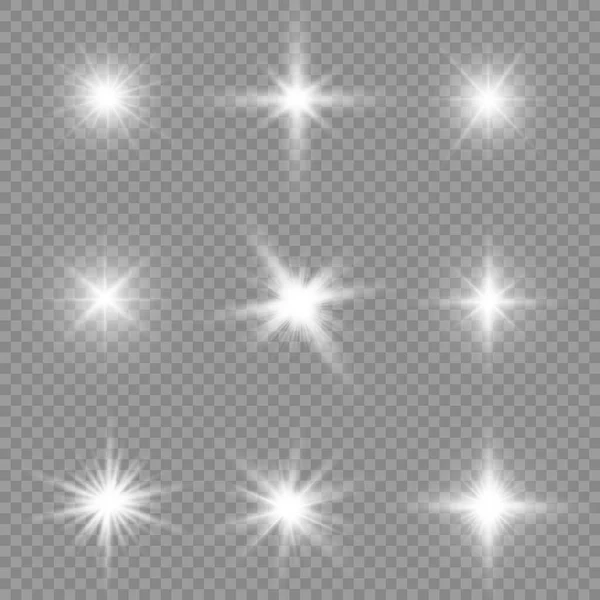 Étoile Éclate Brillance Étoile Brillante Lumière Blanche Éclatante Éclate Sur — Image vectorielle