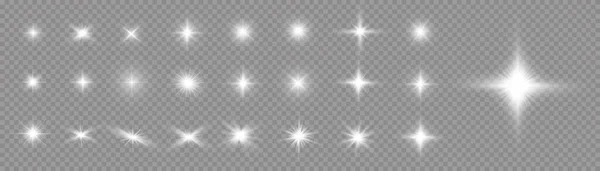 Stella Scoppiò Con Brillantezza Bagliore Stella Luminosa Bianco Lampeggiante Scoppio — Vettoriale Stock