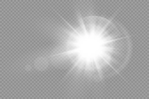 Звезда Ярко Вспыхнула Светящаяся Звезда Яркий Свет Вспыхнул Прозрачном Фоне — стоковый вектор