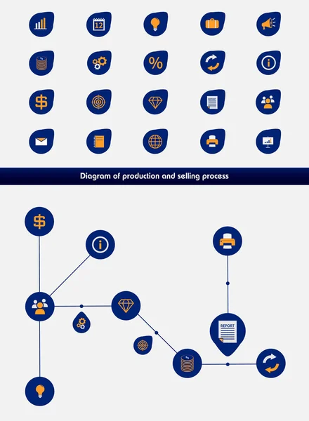 Szablon diagram edycji biznes z zestaw ikon — Wektor stockowy