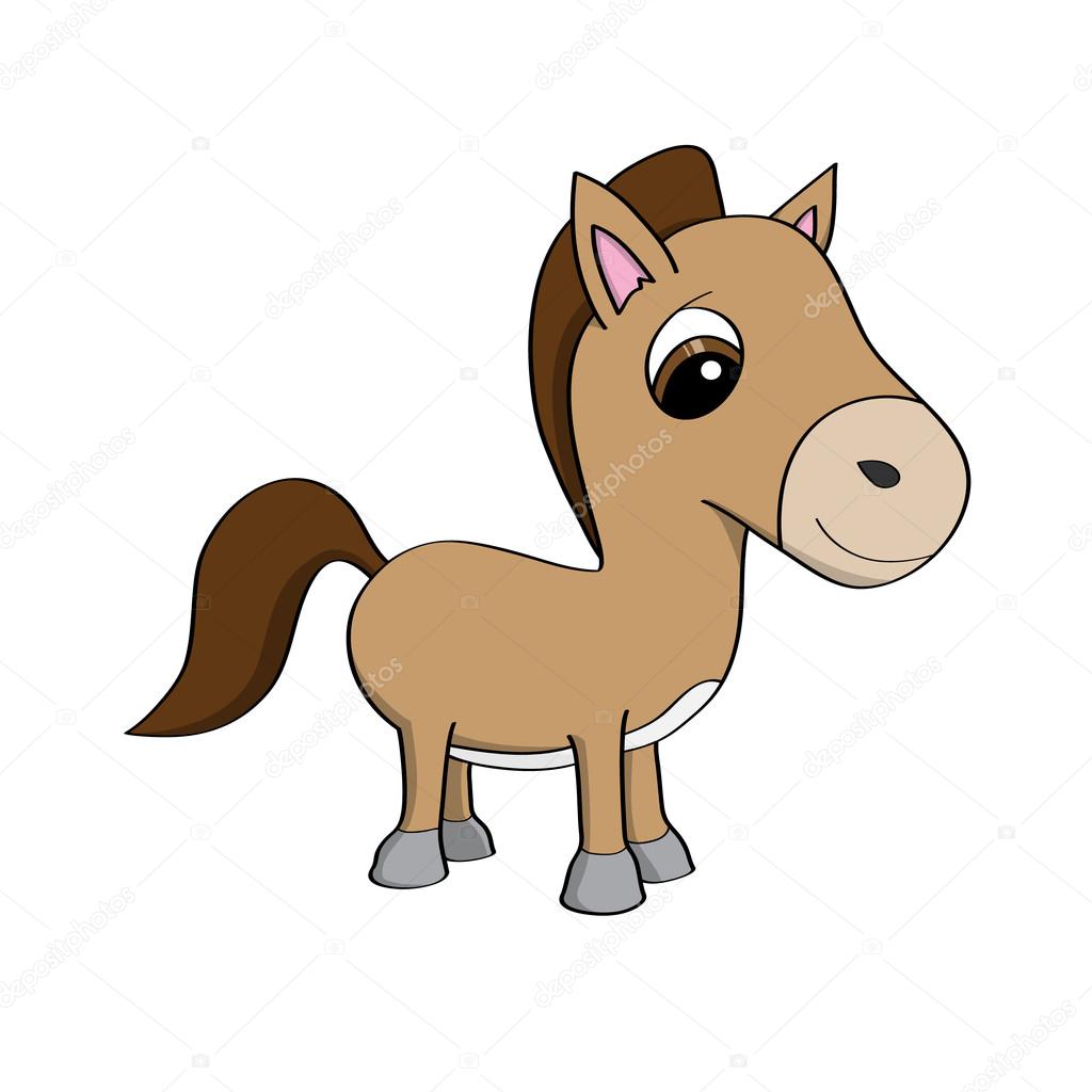 Cute cartoon illustration of a small pony