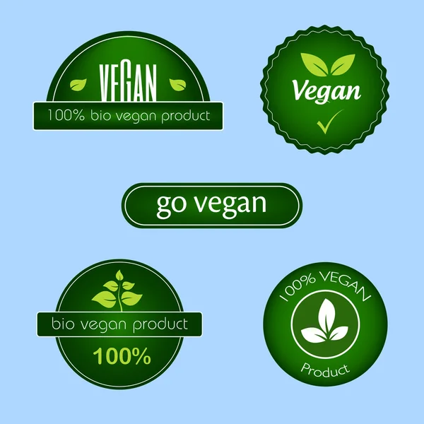 Raccolta di etichette e distintivi alimentari vegani verdi — Vettoriale Stock