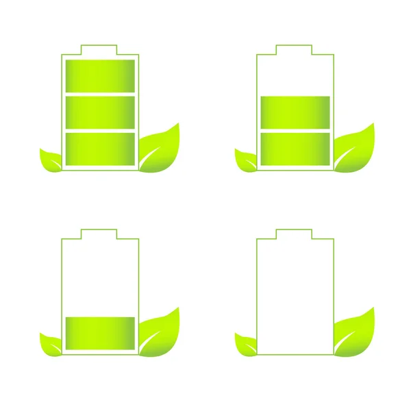 Set di icone ecologiche della batteria verde — Vettoriale Stock