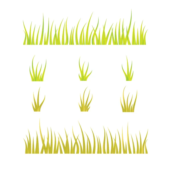 Sammlung von Grasschablonen - grün und gelb — Stockvektor