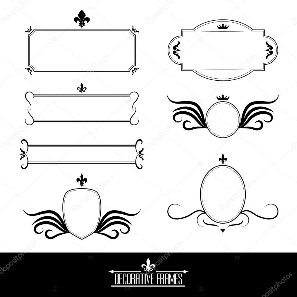 Set of decorative ornate frames and borders