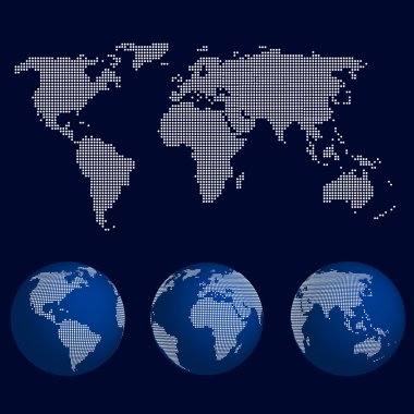 Dünya küre nokta desen bir dizi ile Dünya Haritası