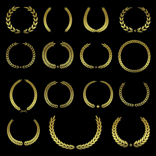 15 farklı altın defne çelenk şablonları