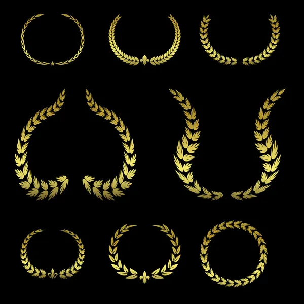 Collection of Golden Laurel Wreaths vol 2 — Stock Vector