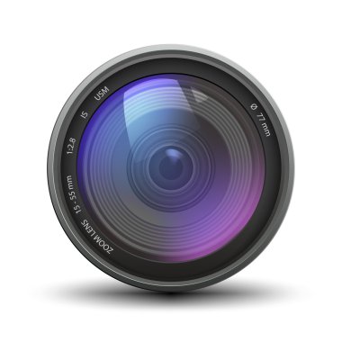 Kamera zoom lens renkli yansıması ile gerçekçi çizimi