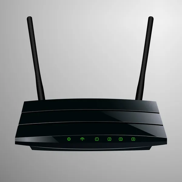 Realistische Darstellung eines schwarzen Routers in elegantem, modernem Design — Stockvektor