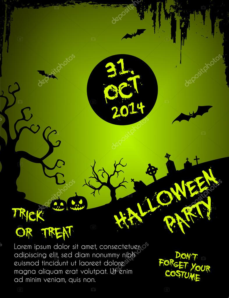 Halloween Party Flyer Template Green And Black Stock Vector C Mischoko