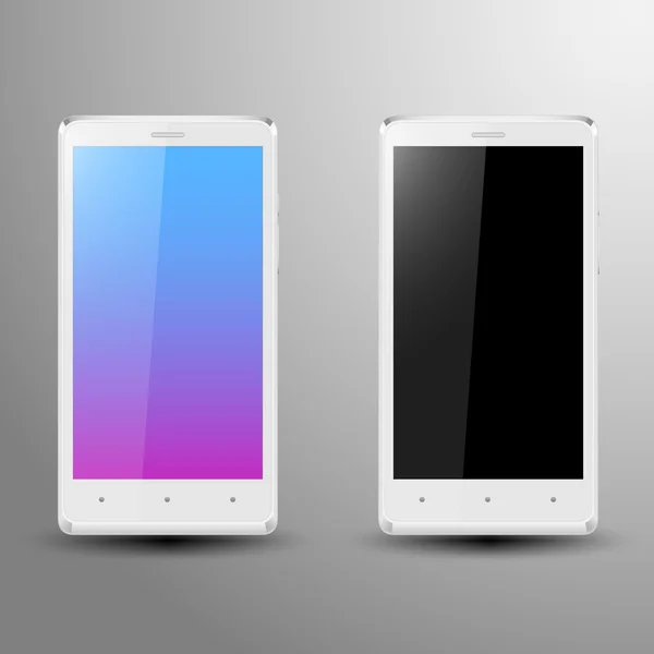 Realistisk illustration av en vit smartphone med redigerbara skärm — Stock vektor