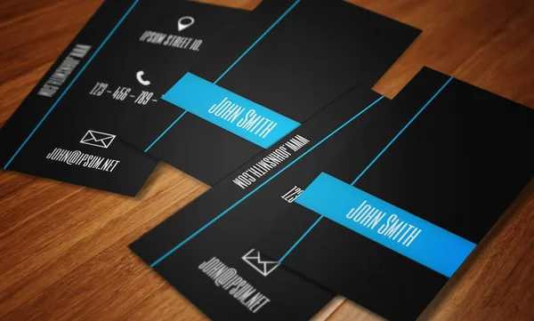 kartvizit şablonu - sade ve modern mavi ve koyu gri tasarım