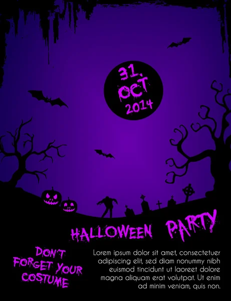 Halloween party flyer template - lila und schwarz — Stockvektor