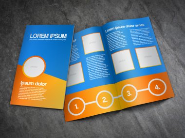 bifold iş broşür şablonu - turuncu ve mavi