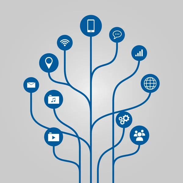 simge ağaç illüstrasyon - telefon, iletişim ve teknoloji kavramı soyut