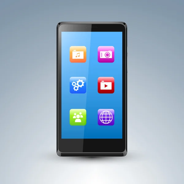 Illustratie van een smarthone met edtiable scherm en app pictogrammen — Stockvector