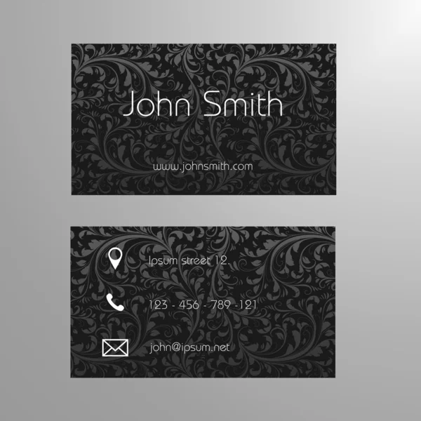 siyah ve gri çiçek desenli tasarım kartvizit şablonu