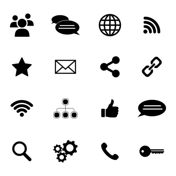 Set of flat icons - connection and social media — Stock Vector