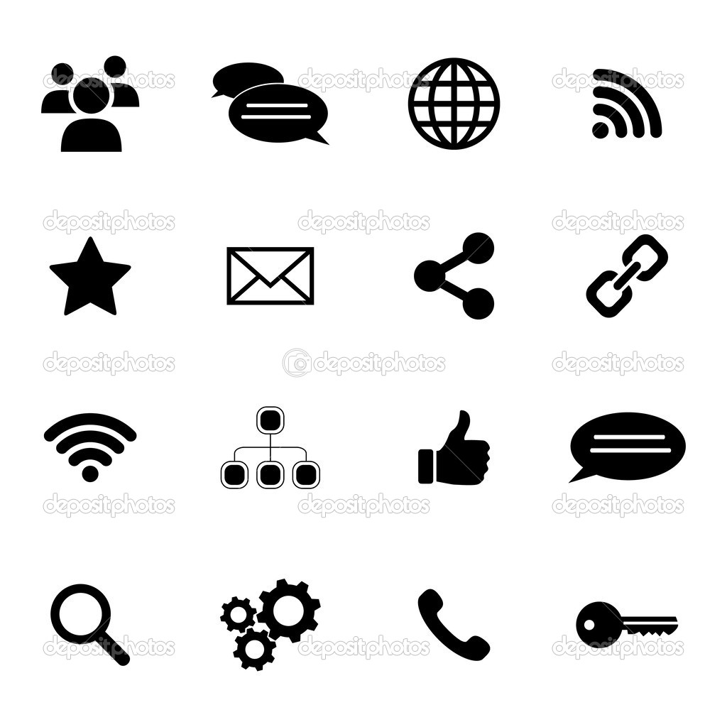 Set of flat icons - connection and social media