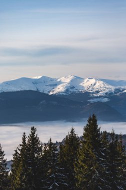 Kışın dağların güzel manzarası