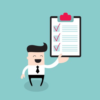 Denetim başarılı iş kavramı ile mutlu işadamı