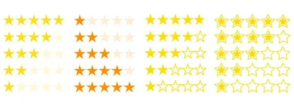 Clasificación Cinco Estrellas Set Insignias Amarillas Estrellas Comentarios Los Clientes — Vector de stock