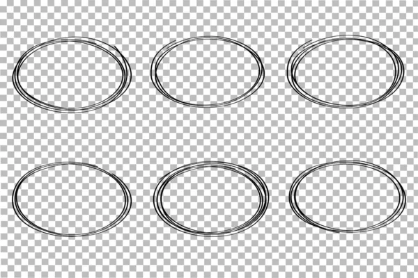 Liniengezogene Ovale Doodle Stil Abgerundete Blase Handgezeichnete Kugel Dünne Linien — Stockvektor