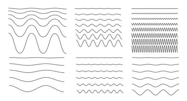 Waves Zigzag Wavy Line Wavy Sinus Separator Border Sharp Rounded — Stockvector