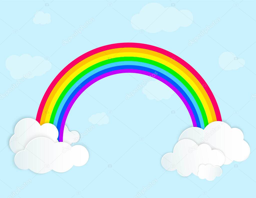 The rainbow icon. Cartoon, childish image. Logo design. Cute multicolored vector illustration. Home decoration. Forms for printing.